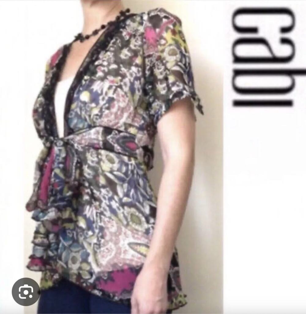 CAbi Beaches of St Tropez Open Tie Front Blouse Style # 543 Fairy Whimsical Y2K